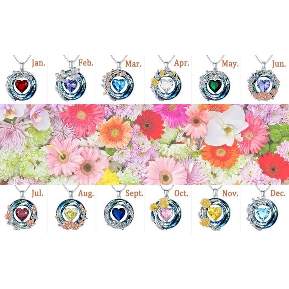 Birthstone Necklace for Women 925 Sterling Silver Birth Month Flower Nec… - Picture 6 of 15